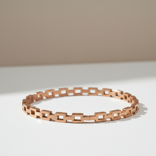 Rose Gold Geometric Link Bangle