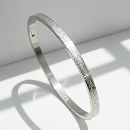 Geometric Pattern Engraved Bangle