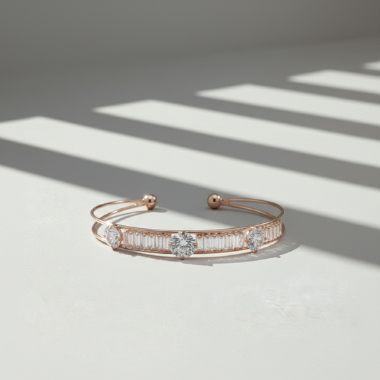 Moissanite Rose Gold Cuff Bangle