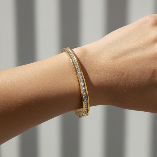 Minimal Diamond Channel-Set Gold Bangle