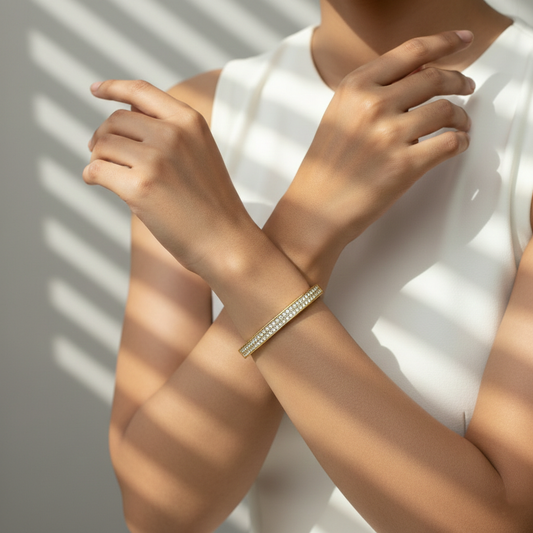 Gold Moissanite Pave Bangle