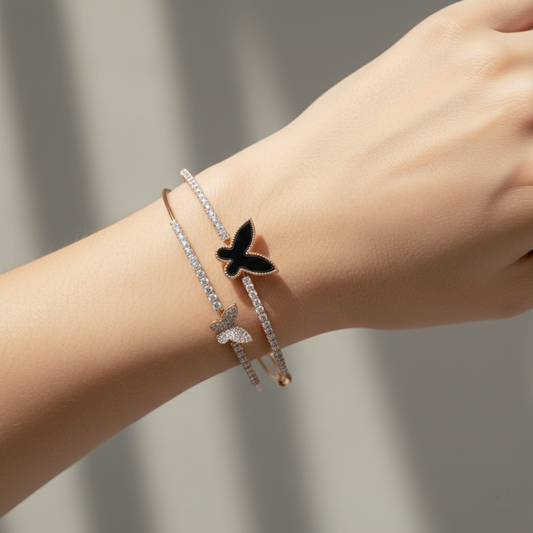 Rose Gold Butterfly Cuff Bangle
