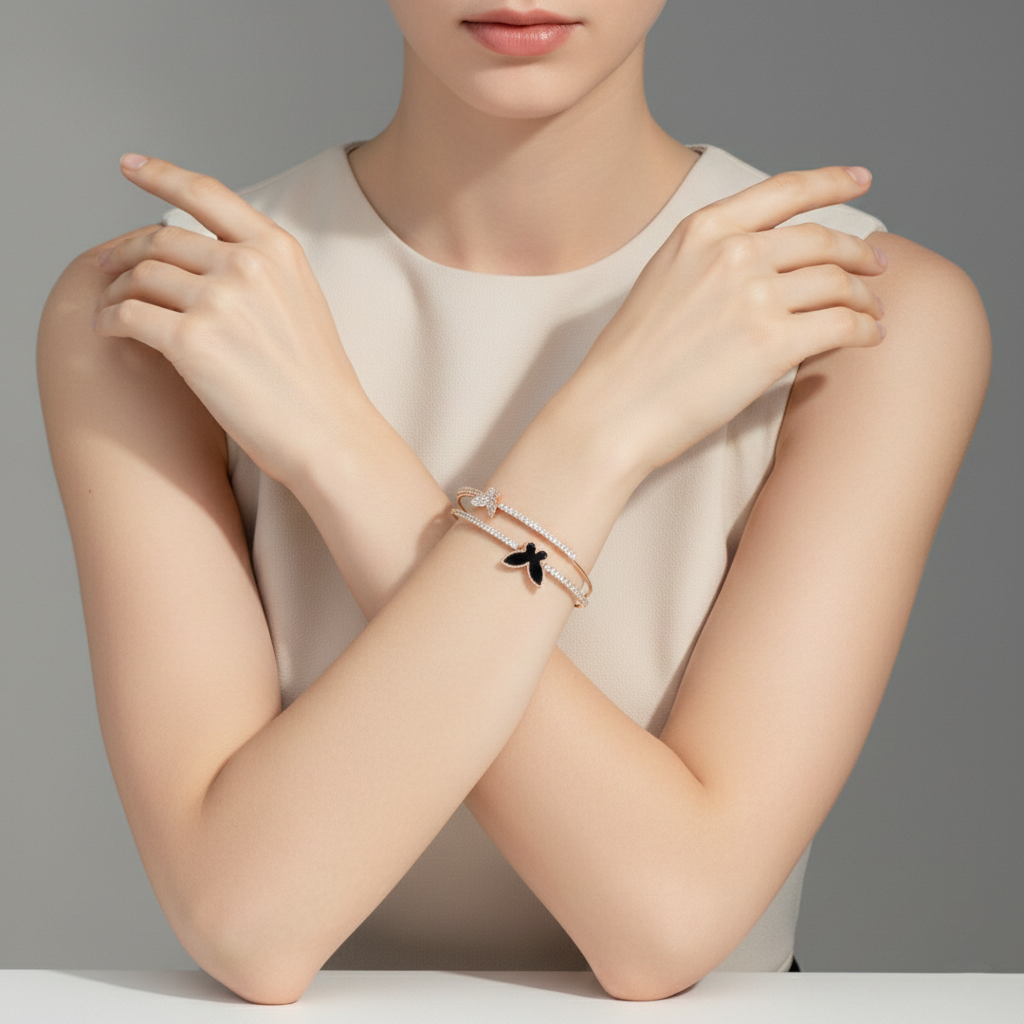 Rose Gold Butterfly Cuff Bangle