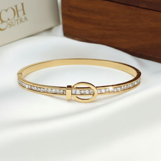 Circle Lock Half Tennis Bangle