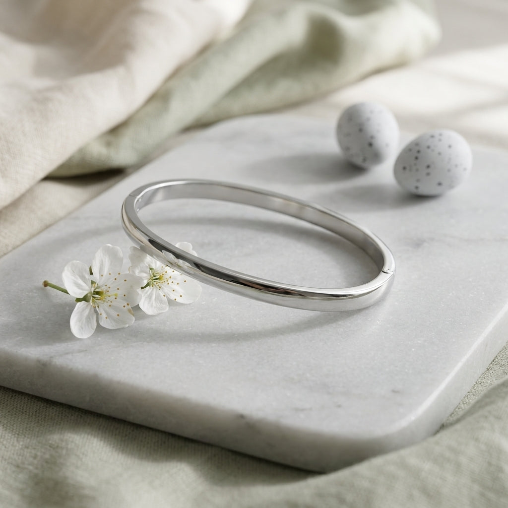 Classic Silver Minimalist Bangle Bracelet