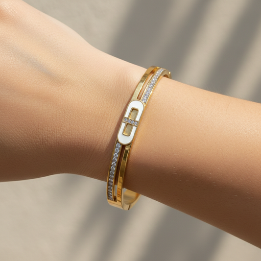 MOP with Moissanite Diamond Bangle