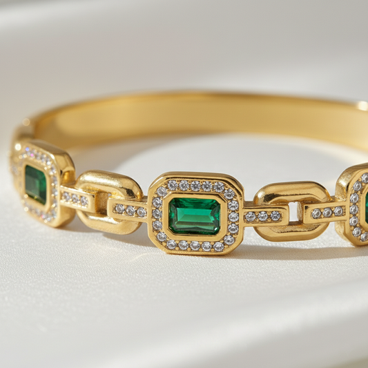 Emerald Stone Gold Bangle