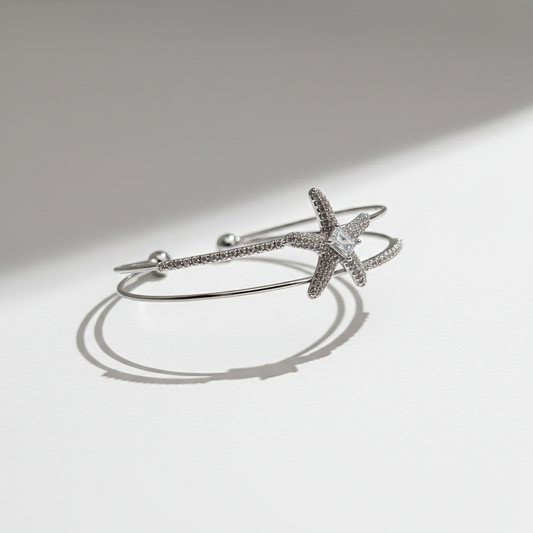 Silver Starfish Cuff Bangle