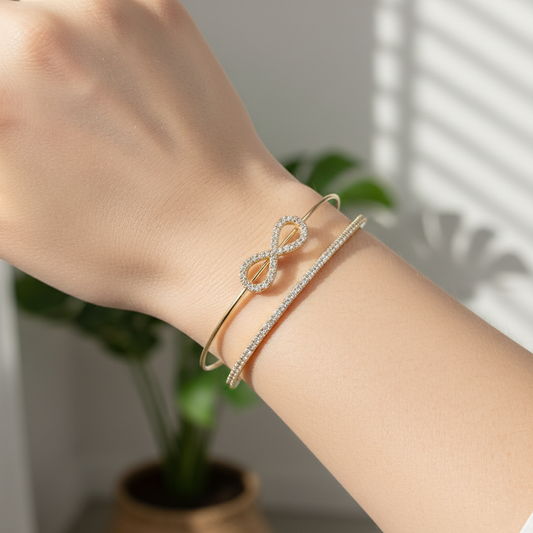 Moissanite Diamond Infinity Cuff Bangle