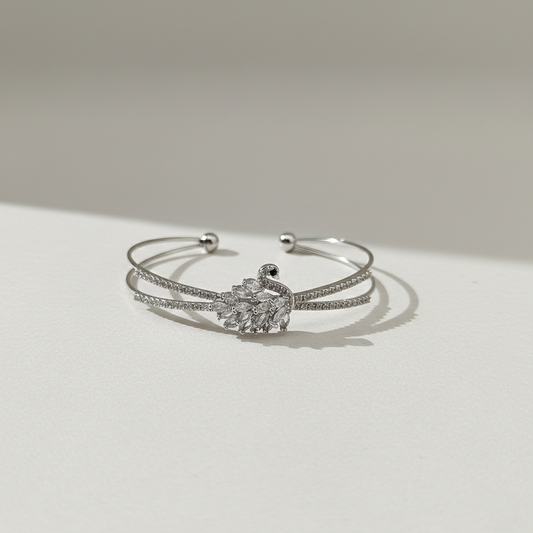 Moissanite Diamond Swan Cuff Bracelet