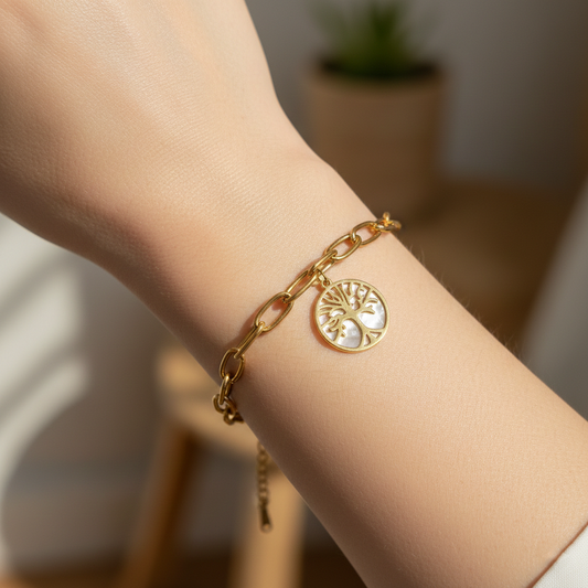 Gold Tree of Life Charm Bracelet