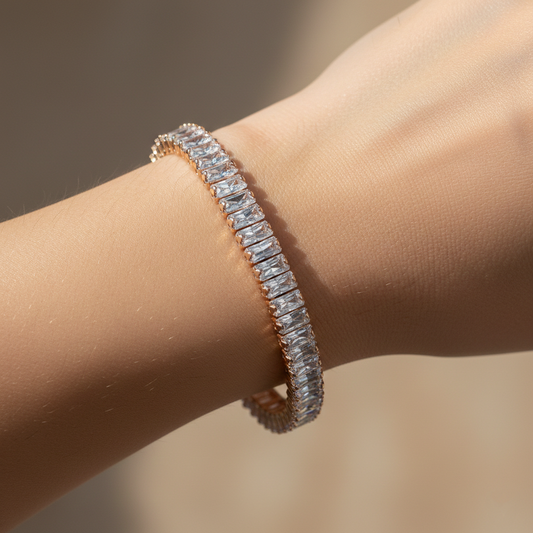 Baguette Cut Moissanite Tennis Bracelet