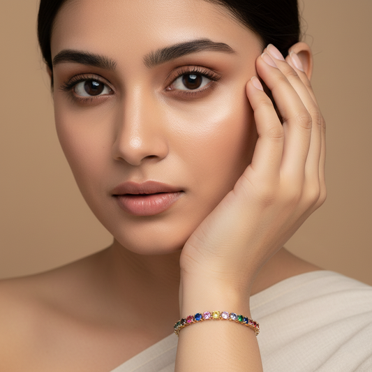 Moissanite Diamond Rainbow Tennis Bracelet