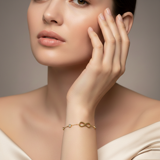 Gold Infinity Bracelet with CZ Accents