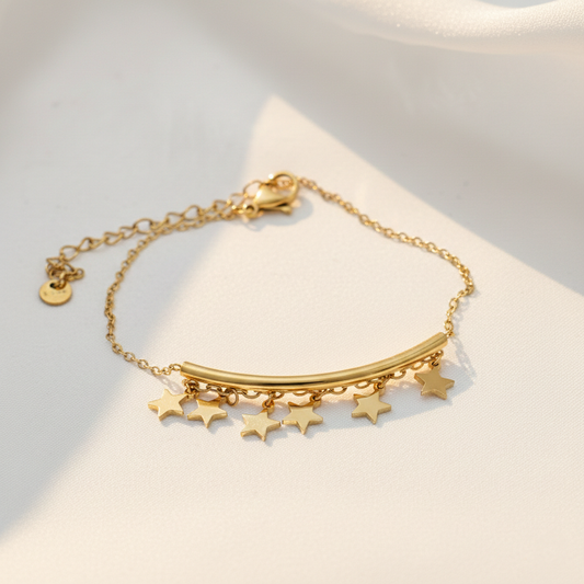 Gold Star Charm Bar Bracelet