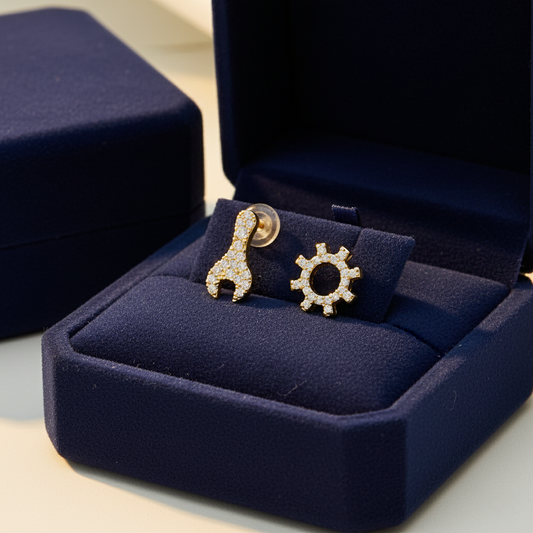 Gear & Wrench Stud Earrings