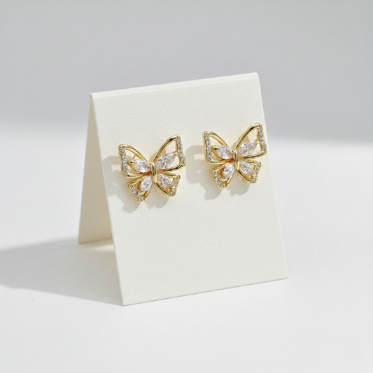 Diamond Butterfly Stud Earrings