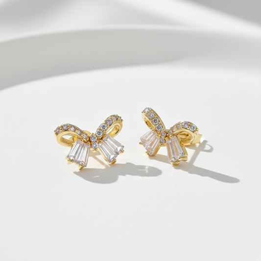 Diamond Bow Stud Earrings