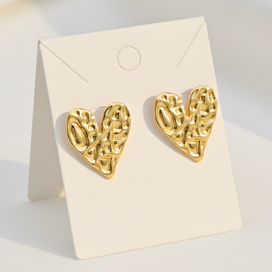 Gold Abstract Heart Stud Earrings