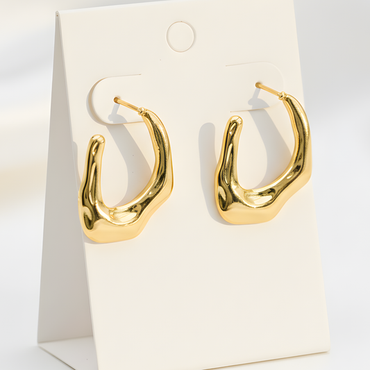 Gold Wavy Hoop Earrings