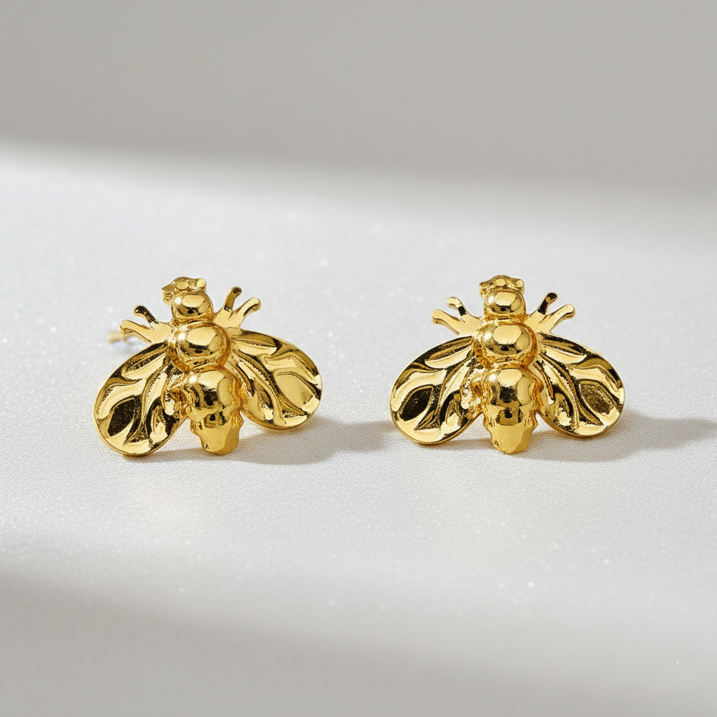 Golden Bee Stud Earrings