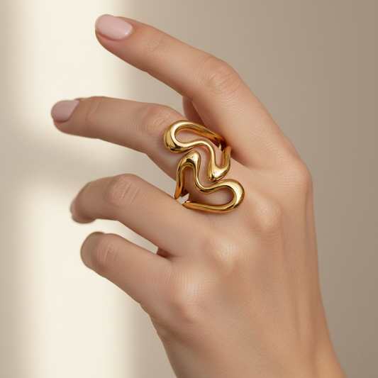 Wave Sculptural Statement Ring