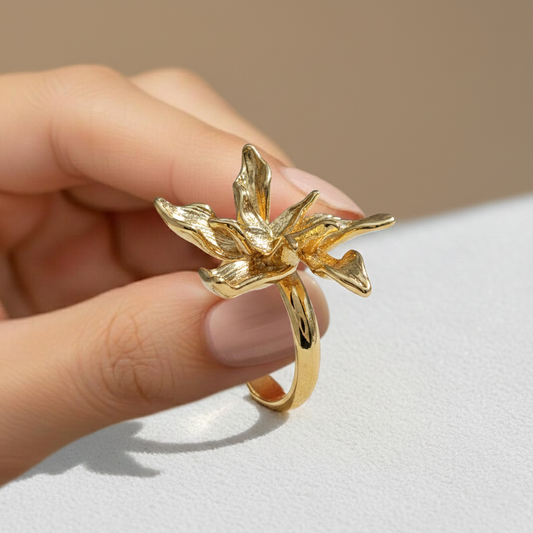 Golden Bloom Flower Statement Ring