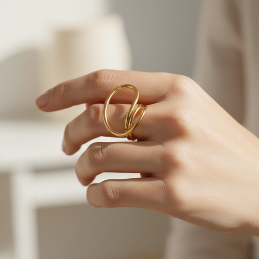 Sculptural Open Loop Silver Statement Ring