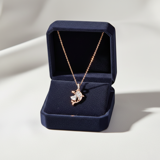 Elegant Dolphin Diamond Charm Necklace