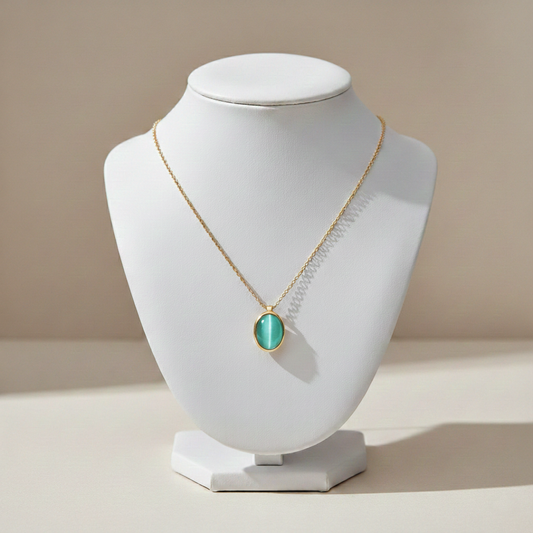 Aquamarine Oval Pendant Necklace