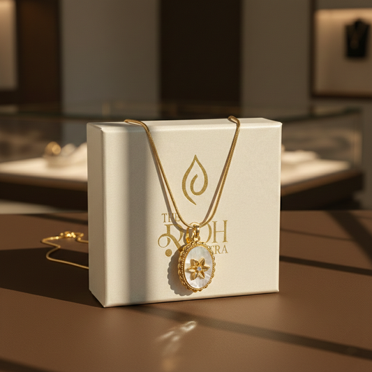 MOP Flower Oval Pendant Necklace