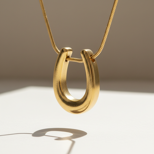 Gold Horseshoe Pendant Necklace