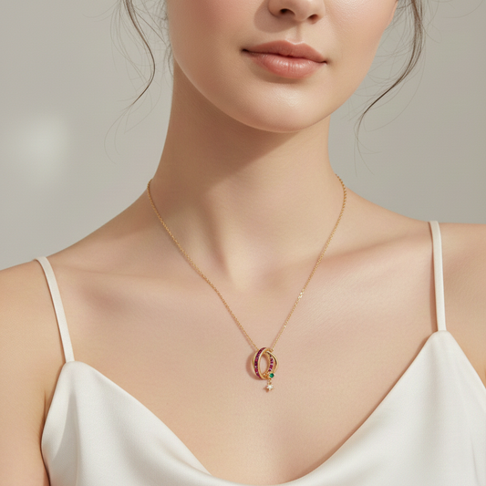 Ruby Eternity Ring Pendant Necklace