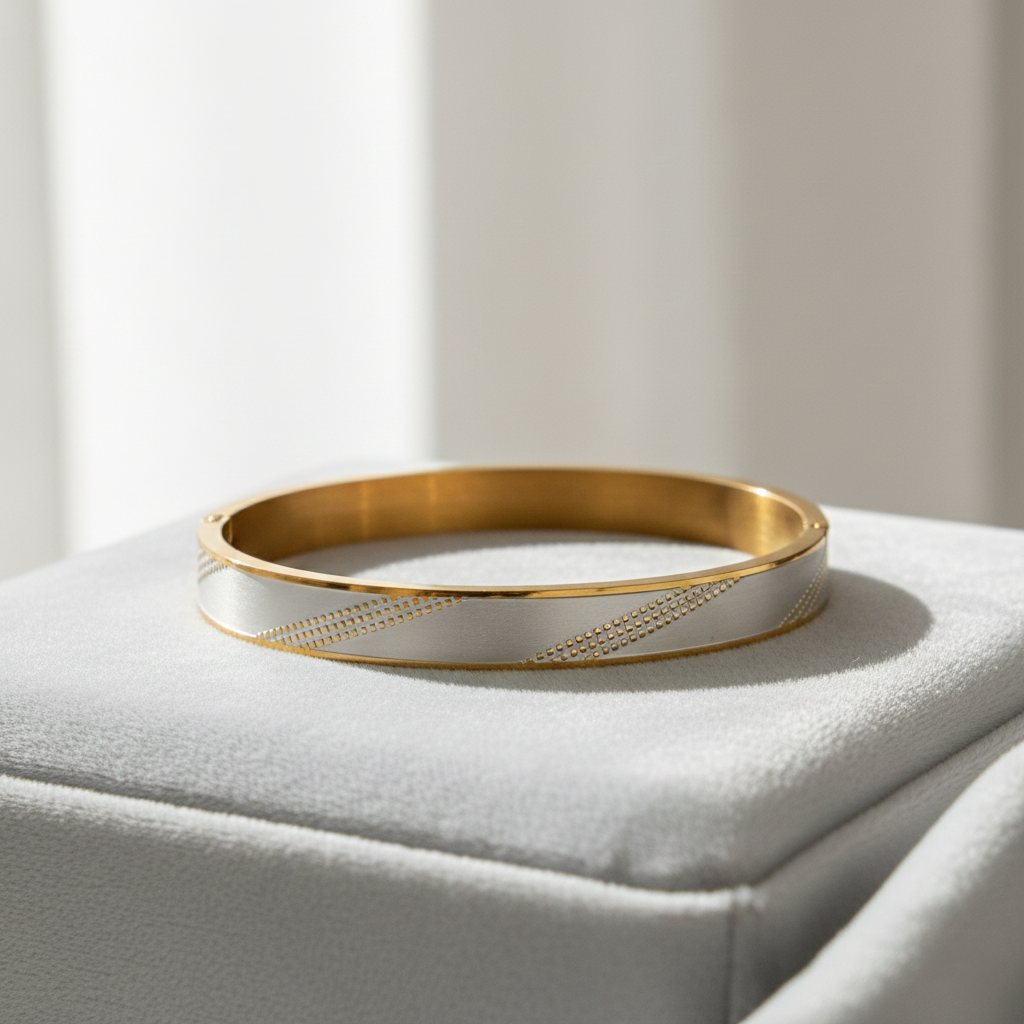 Two-Tone Gold & Silver Minimalist Bangle Bracelet