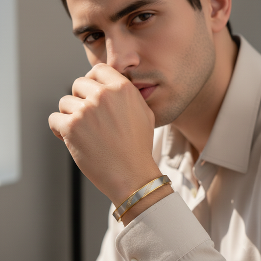 Two-Tone Gold & Silver Minimalist Bangle Bracelet