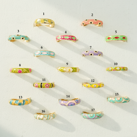 Colorful Enamel Band Rings