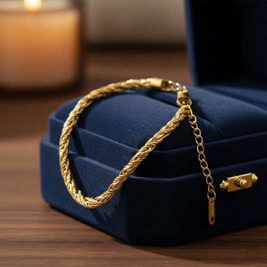 Gold Twisted Rope Chain Bracelet
