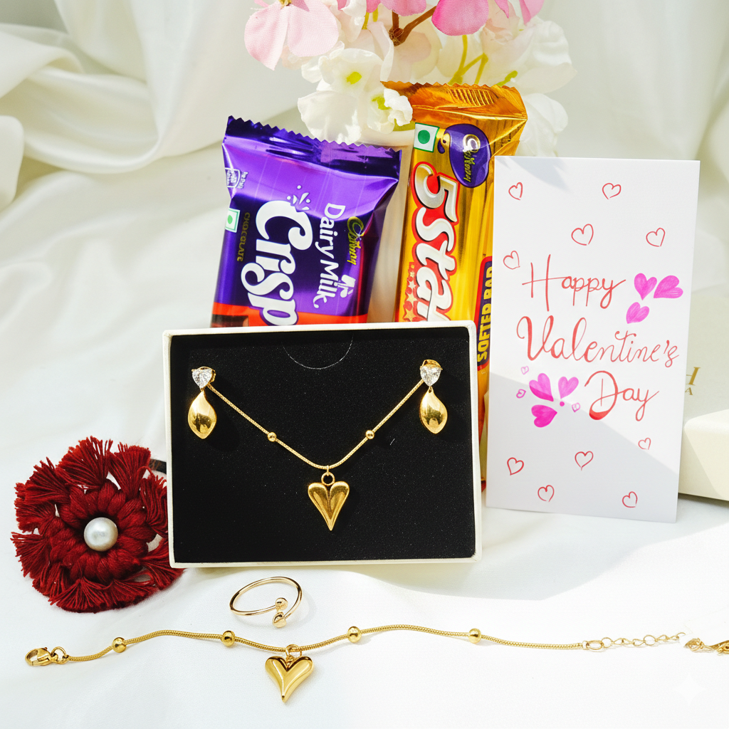 Gold Heart Jewelry Gift Hamper