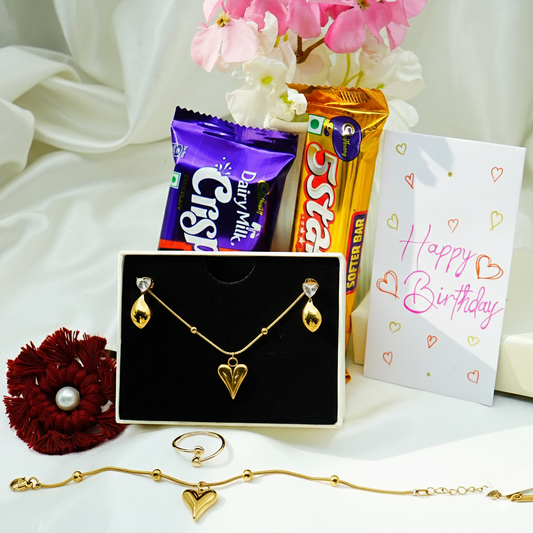 Gold Heart Jewelry Gift Hamper