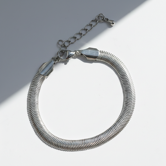 Herringbone Chain Bracelet In Gold & Silver