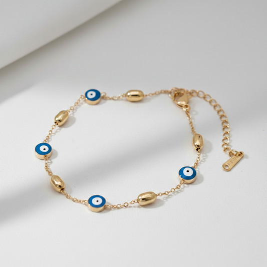 Gold Evil Eye Charm Bracelet