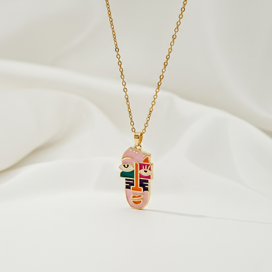 Abstract Face Pendant Necklace