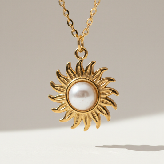 Sunburst Pearl Pendant Necklace
