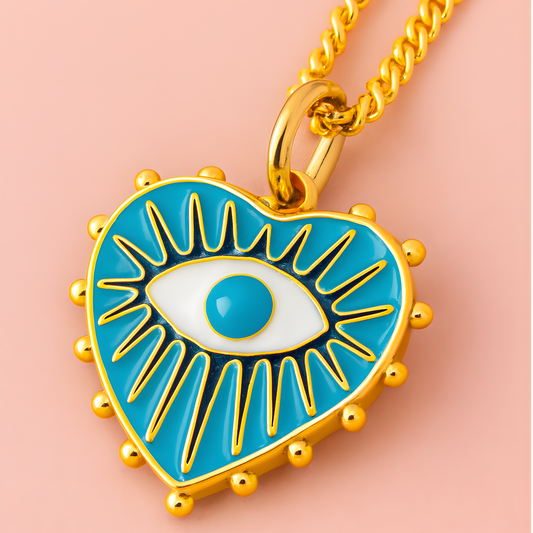 Turquoise Enamel Heart Evil Eye Charm