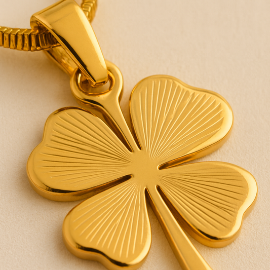 Four-Leaf Clover Herringbone Necklace