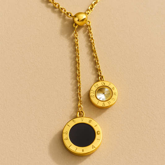 Gold Dual-Medallion Drop Necklace