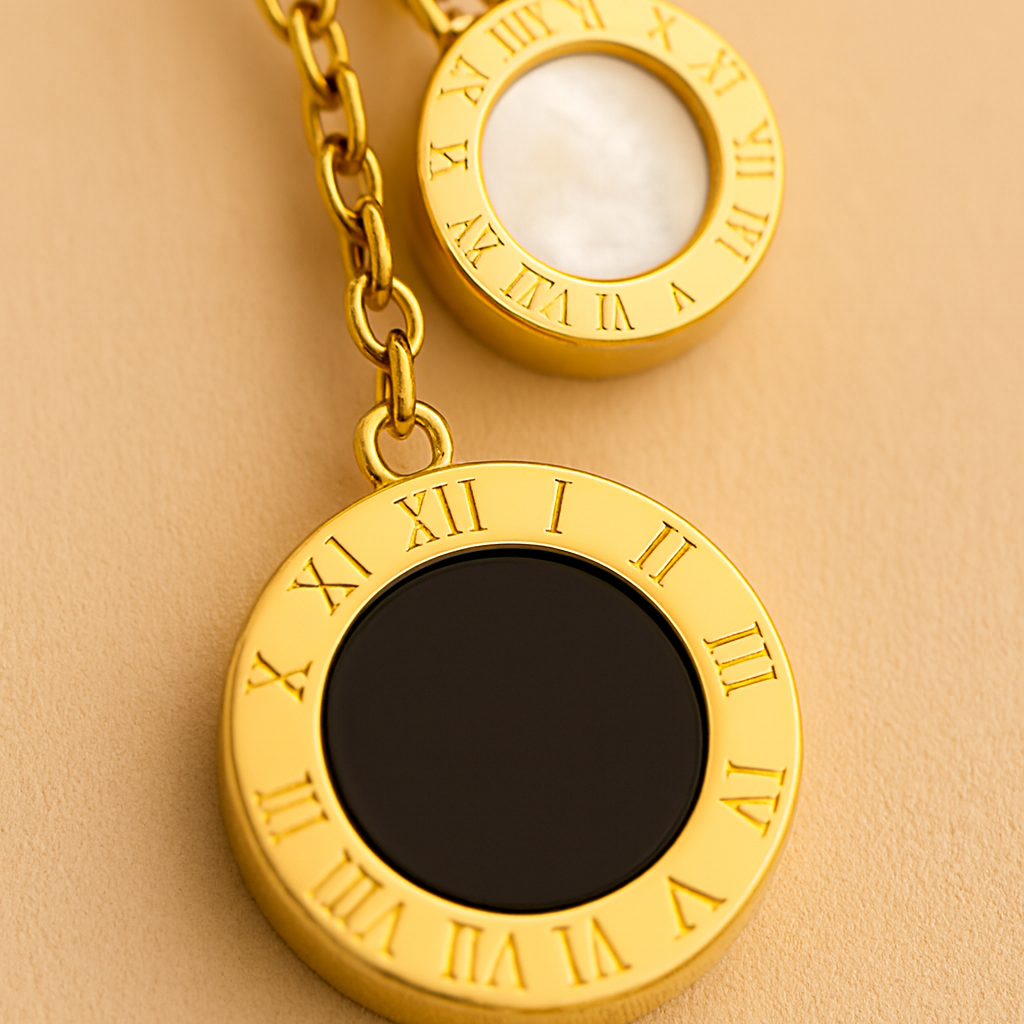 Gold Dual-Medallion Drop Necklace