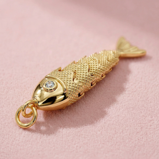 Gold Articulated Fish Charm