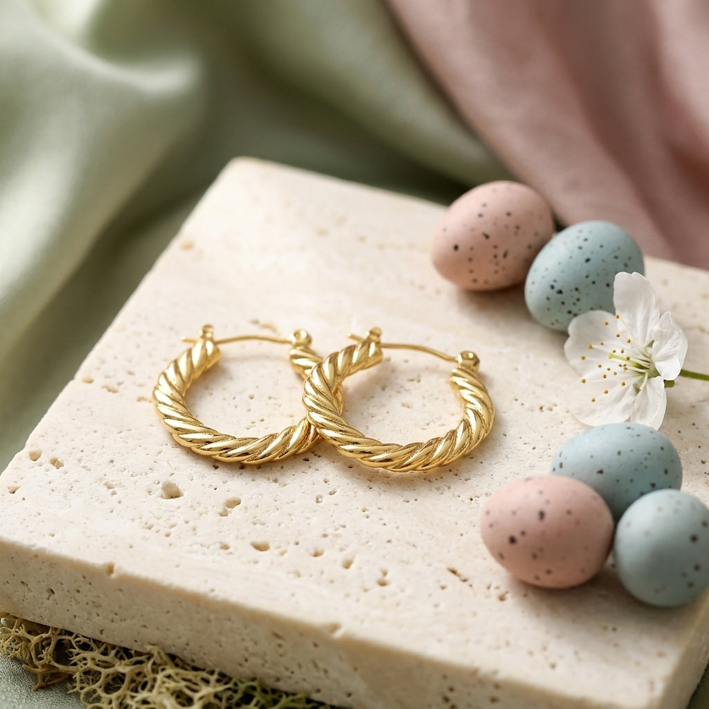 Twisted Gold Hoop Earrings
