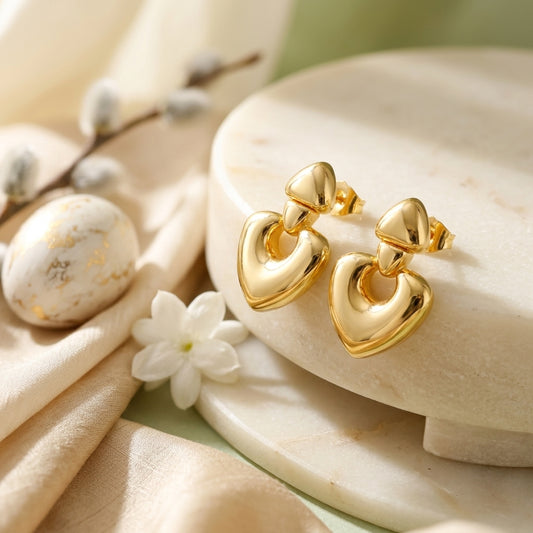 Geometric Heart Shape Drop Earrings